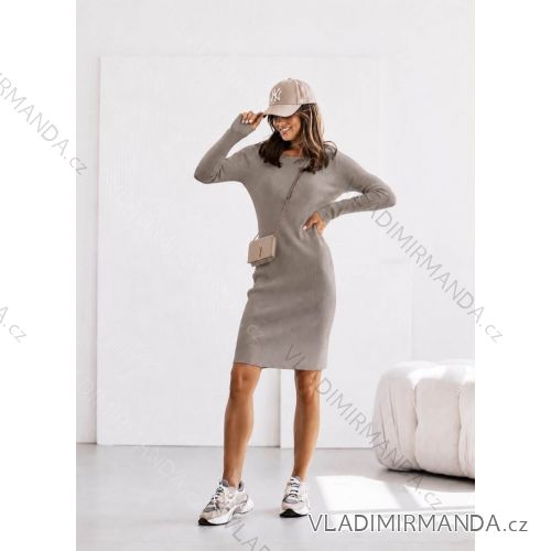 Šaty úpletové dlhý rukáv dámske (S/M/L ONE SIZE) TALIANSKA MÓDA IMD26138