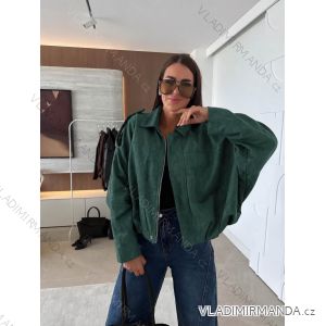 Bunda koženková dlhý rukáv dámska nadrozmer (46/48/50 ONE SIZE) TALIANSKA MÓDA IMD26144