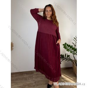 Šaty manšester bavlnené dlhý rukáv dámske nadrozmer (52/54/56 ONE SIZE) TALIANSKA MÓDA IM4260322/DUR