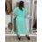 Šaty dlhé šifónové spoločenské elegantný krátky rukáv dámske (S/M/L ONE SIZE) TALIANSKA MÓDA IMD25145/DUR S/M/L svetlo mintová