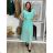 Šaty dlhé šifónové spoločenské elegantný krátky rukáv dámske (S/M/L ONE SIZE) TALIANSKA MÓDA IMD25145/DUR S/M/L svetlo mintová