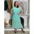 Šaty dlhé šifónové spoločenské elegantný krátky rukáv dámske (S/M/L ONE SIZE) TALIANSKA MÓDA IMD25145/DUR S/M/L svetlo mintová