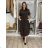 Šaty dlhé košilové 3/4 dlouhý rukáv dámske KAJETANA (S/M/L ONE SIZE) TALIANSKA MÓDA IMSM2600019/DUR S/M/L čierna