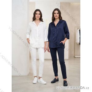 Košeľa saténová dlhý rukáv dámske (S/M/L ONE SIZE) TALIANSKA MóDA IM3261515