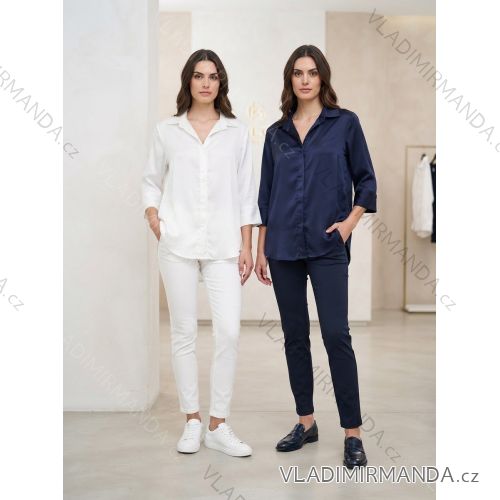 Košeľa saténová dlhý rukáv dámske (S/M/L ONE SIZE) TALIANSKA MóDA IM3261515