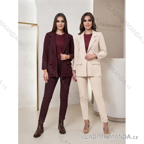 Sako elegantní dlouhý rukáv dámské (S/M/L ONE SIZE) ITALSKá MóDA IM326021/DUR S/M/L vínová