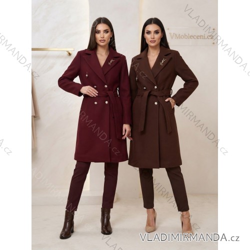 Kabát dlouhý s páskem dlhý rukáv dámsky (S/M/L ONE SIZE) TALIANSKA MÓDA IMWDLN26030/DUR S/M/L vínová