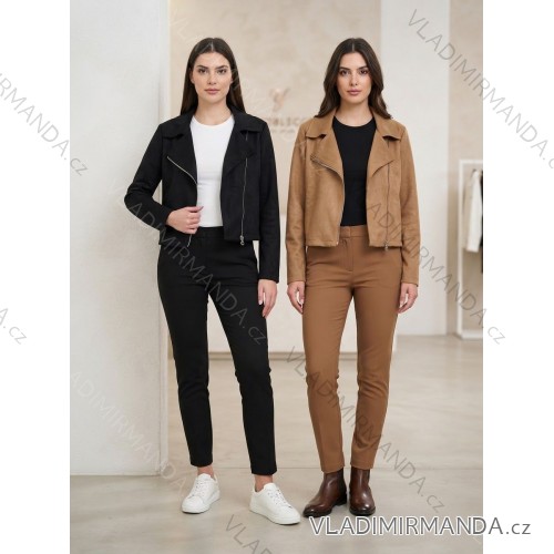 Bunda na zip dlhý rukáv dámska (S/M/L ONE SIZE) TALIANSKA MóDA IM326022/DUR S/M/L čierna