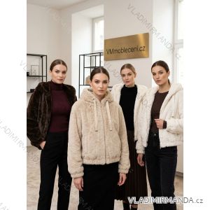 Bunda bomber teddy dlhý rukáv dámska (S/M/L ONE SIZE) TALIANSKA MÓDA IMC261009/DUR