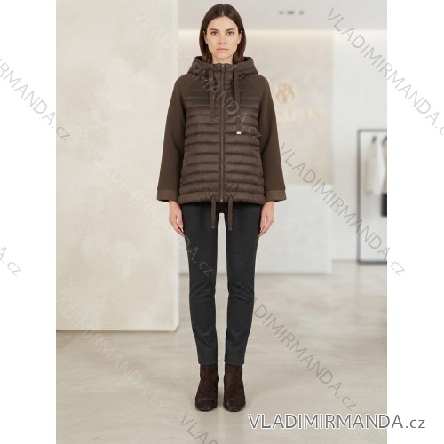 Bunda s kapucňou dámska (M-XL) TALIANSKA MÓDA IMPNF263010/DUR M hnědá světlá