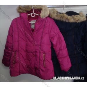 Bunda kabát zimné dorast dievčenské s kapucňou a kožušinkou (4-12 rokov) SAD KF-09
