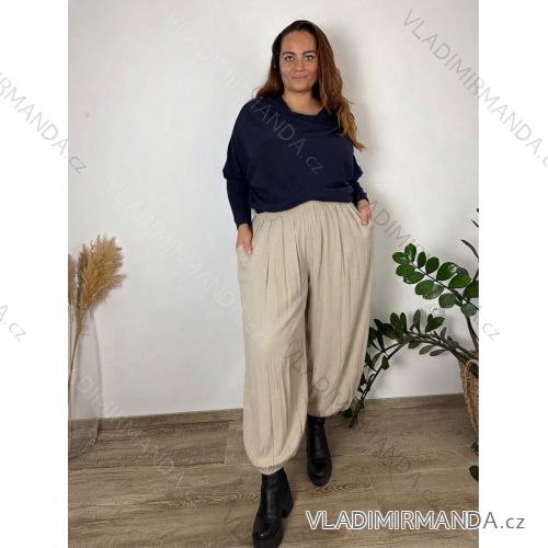 Kalhoty elegantní široké  dámské nadrozměr (46/48/50 ONE SIZE) TALIANSKA MÓDA IMPMNC2626100
