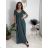 Šaty dlhé letné krátky rukáv dámske (S/M/L ONE SIZE) TALIANSKA MÓDA IM425MARIA-M/DU tmavě zelená S/M/L