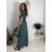 Šaty dlhé letné krátky rukáv dámske (S/M/L ONE SIZE) TALIANSKA MÓDA IM425MARIA-M/DU tmavě zelená S/M/L