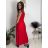 Šaty letné bez rukávu dámske  (S/M/L ONE SIZE) TALIANSKA MÓDA IM7250222/DR červená S/M/L