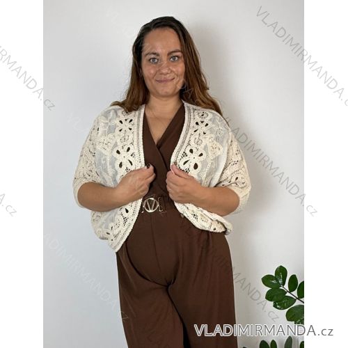Cardigan krátký na knoflík dlhý rukáv dámsky nadrozměr (46/48/50 ONE SIZE) TALIANSKA MÓDA IMWBR26001