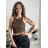 Top croptop na ramínka dámský (XS/S/M ONE SIZE) ITALSKÁ MÓDA IMPLP2620270040/DR tmavo hnedá XS/S/M