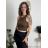 Top croptop na ramínka dámský (XS/S/M ONE SIZE) ITALSKÁ MÓDA IMPLP2620270040/DR tmavo hnedá XS/S/M