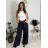 Nohavice dlhé elegantné dámske (S/M/L ONE SIZE) TALIANSKA MÓDA IMSM26004/DR čierna S/M/L