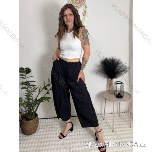 Kalhoty dlouhé volnočasové dámské (S/M/L ONE SIZE) ITALSKÁ MÓDA IMSM2600271/DR čierna S/M/L