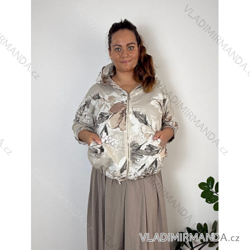 Bunda lehká s kapucí dlhý rukáv dámska nadrozměr (48/50/52 ONE SIZE) TALIANSKA MÓDA IMWTM260010
