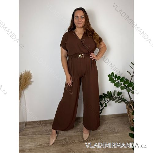 Overal dlhý elegantný krátky rukáv dámsky nadrozmer  (46/48/50 ONE SIZE) TALIANSKA MÓDA IM426178