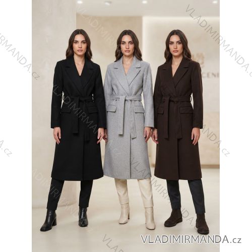 Kabát teplý s opaskom dlhý rukáv dámsky (S/M/L ONE SIZE) TALIANSKA MÓDA IMC261006
