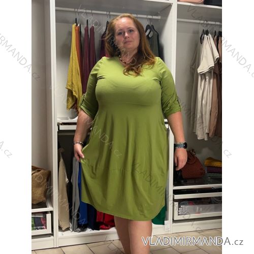 Šaty voľnočasové 3/4 dlhý rukáv dámske nadrozmer (50/52/54 ONE SIZE) TALIANSKA MÓDA IMC26289