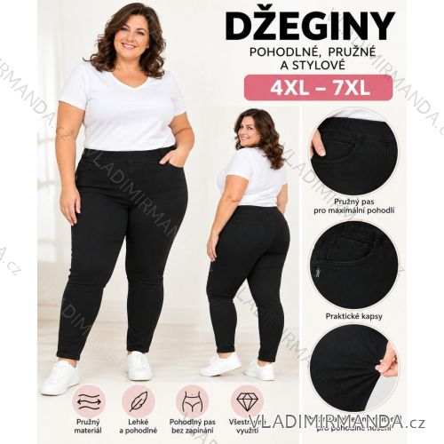 Nohavice jeans džegíny dlhé dámske nadrozměr (4XL-7XL) MIEGO MÓDA TMWL2133007/D