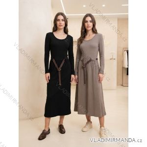 Šaty s páskemdlouhý rukáv dámske (S/M/L ONE SIZE) TALIANSKA MÓDA IMSM26720