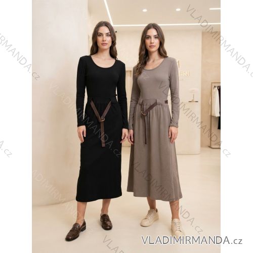 Šaty s páskemdlouhý rukáv dámske (S/M/L ONE SIZE) TALIANSKA MÓDA IMSM26720