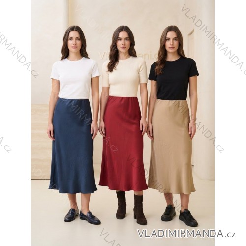 Sukňa dlhá saténová dámska (S/M/L ONE SIZE) TALIANSKA MÓDA IM326035/DUR S/M/L béžová
