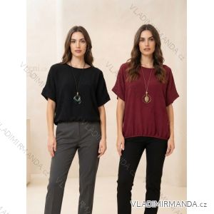 Tunika s přívěskem krátky rukáv dámsky nadrozmer (48/50/52 ONE SIZE) TALIANSKA MÓDA IMD261001