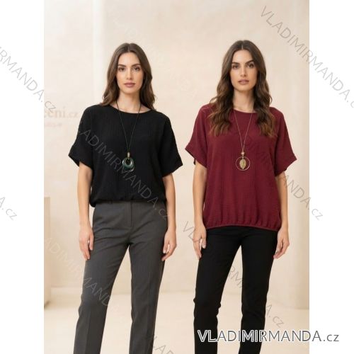 Tunika s přívěskem krátky rukáv dámsky nadrozmer (48/50/52 ONE SIZE) TALIANSKA MÓDA IMD261001