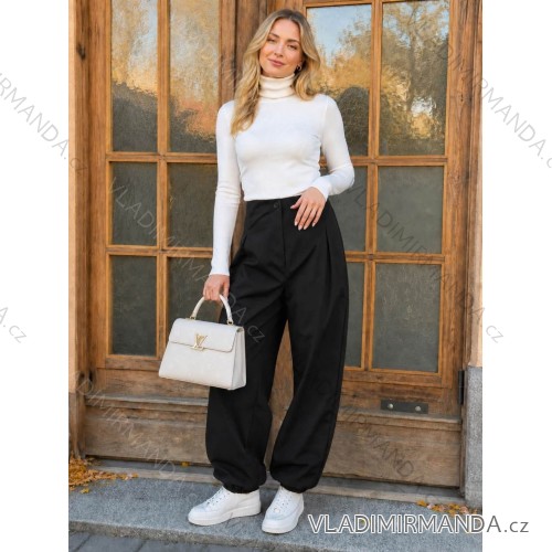 Nohavice dlhé voľnočasové dámske (S/M/L ONE SIZE) TALIANSKA MÓDA IMD26112/DUR S/M/L čierna