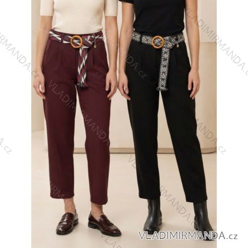 Nohavice dlhé s páskem dámske (S/M/L ONE SIZE) TALIANSKA MÓDA IMHMM260445