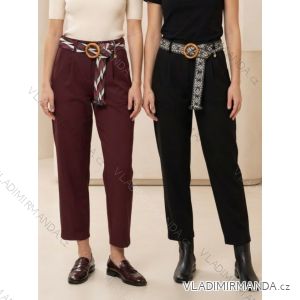 Nohavice dlhé s páskem dámske (S/M/L ONE SIZE) TALIANSKA MÓDA IMHMM260445/DUR