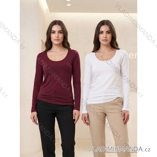 Tričko s dlouhý rukáv dámská (S/M/L ONE SIZE) TALIANSKÁ MÓDA IM326037/DUR S/M/L vínová
