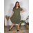 Šaty oversize letný krátky rukáv dámske nadrozmer (52/54/56 ONE SIZE) TALIANSKA MÓDA IM425092/DUR khaki 52/54/56