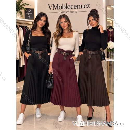 Sukňa dlhá skladaná s opaskom dámska (S/M/L ONE SIZE) TALIANSKA MÓDA IM326036¨