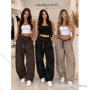 Nohavice manžestrové dlhé s páskem dámske (S/M/L ONE SIZE) TALIANSKA MÓDA IMSM267617/DU