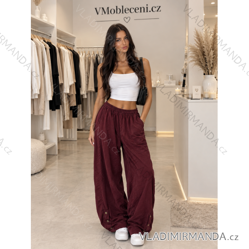 Nohavice manžestrové dlhé s páskem dámske (S/M/L ONE SIZE) TALIANSKA MÓDA IMSM2686353/DU S/M/L vínová