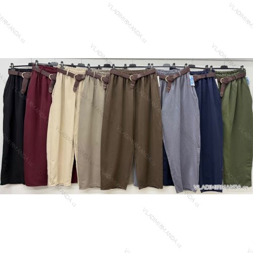 Nohavice elegantné s opaskom dámske nadrozmer (46/48/50 ONE SIZE) TALIANSKA MÓDA IM426392