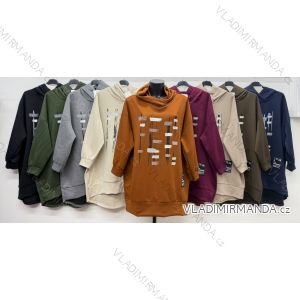 Mikina predĺžená s kapucňou dlhý rukáv dámska nadrozmer (54/56/58 ONE SIZE) TALIANSKA MÓDA IM426395