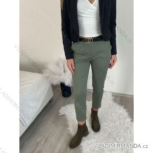 Nohavice plátené s opaskom dámske (S/M/L ONE SIZE) TALIANSKA MÓDA IMD24492/DU