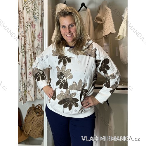 Mikina s kapucňo oversize dlhý rukáv dámska (S/M/L ONE SIZE) TALIANSKA MÓDA IMSE26011/DUR S/M/L biela