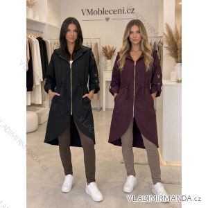Kabát na zip na stáhnutí dlhý dámsky (S/M/L) TALIANSKA MÓDA IMD262603/DUR