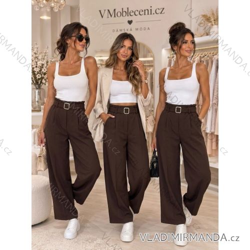Nohavice elegantní s páskem dlhé dámske (S-XL) IMPOZ2626098/DUR M hnedá