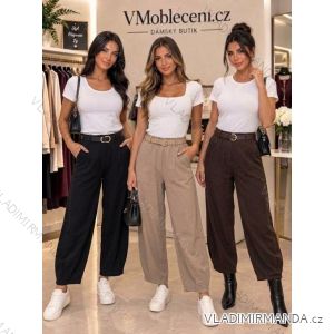 Nohavice dlhé manžestrové s páskem dámske (S/M/L ONE SIZE) TALIANSKA MÓDA IM42610371/DUR