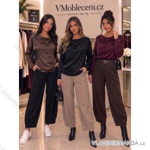Blúzka elegantný dlhý rukáv dámska (S/M/L ONE SIZE) TALIANSKA MÓDA IMPOZ2625660/DUR